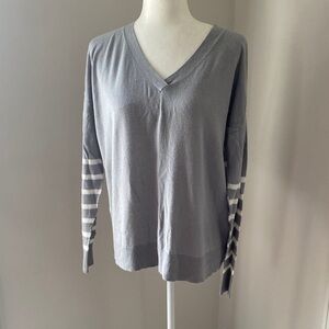 Crown & Ivy Gray Sweater with Pink and White Accents